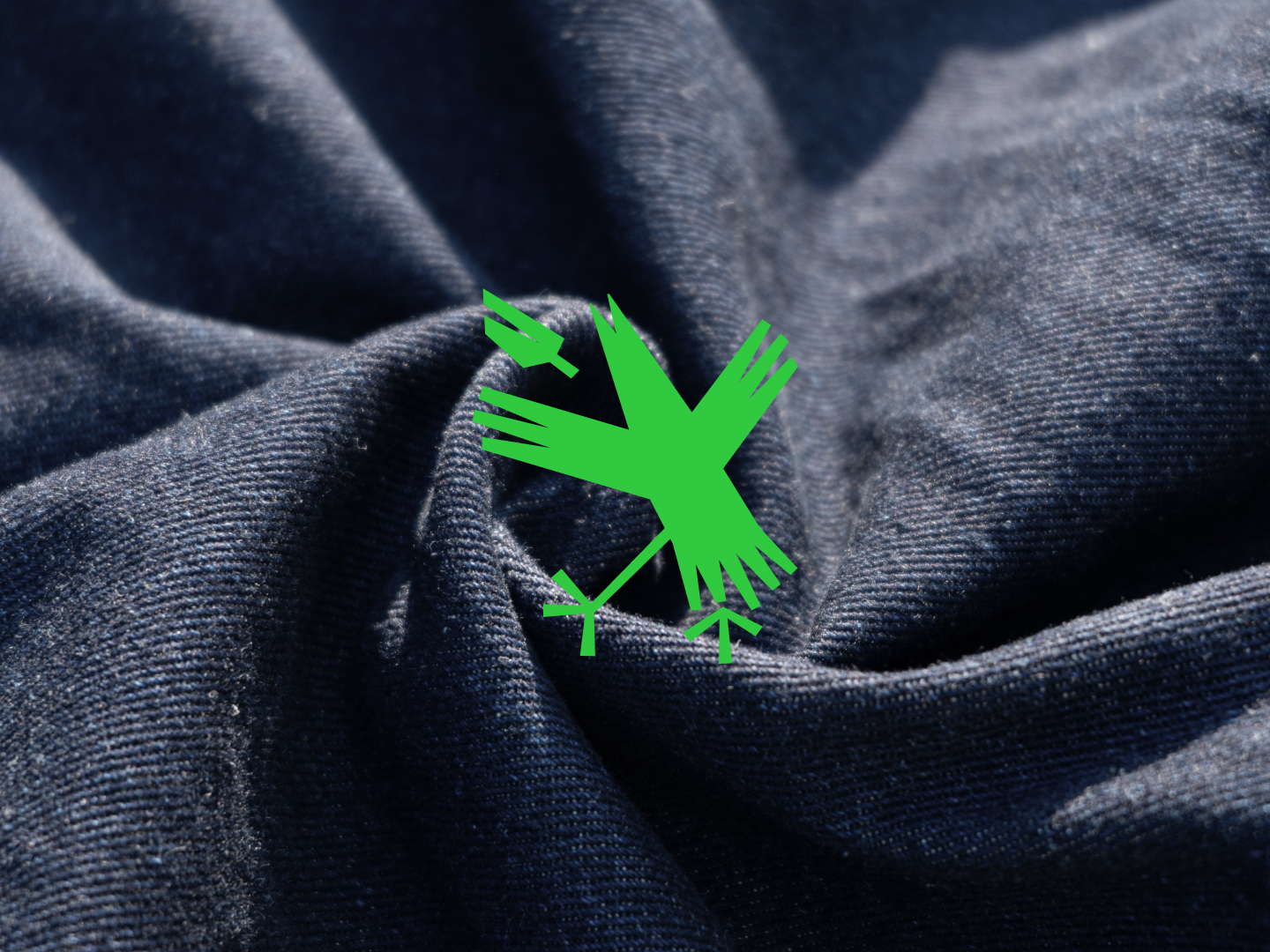 Closeup of the recycled denim fabric